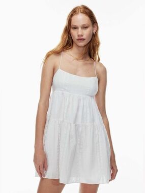 Aritzia Sunday Best Jasper Dress White Tiered Mini Open Back Cloud Cotton Large